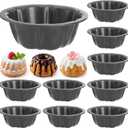 ZENFUN 10 Pcs Mini Flan Molds Pan, 4 Inches Fluted Cake Pan Nonstick, Carbon Steel Mini Flan Molds Pans, Cake Pans Reusable Tube Oven Baking Mold for Cupcake, Bread, Bavarois, Brownie