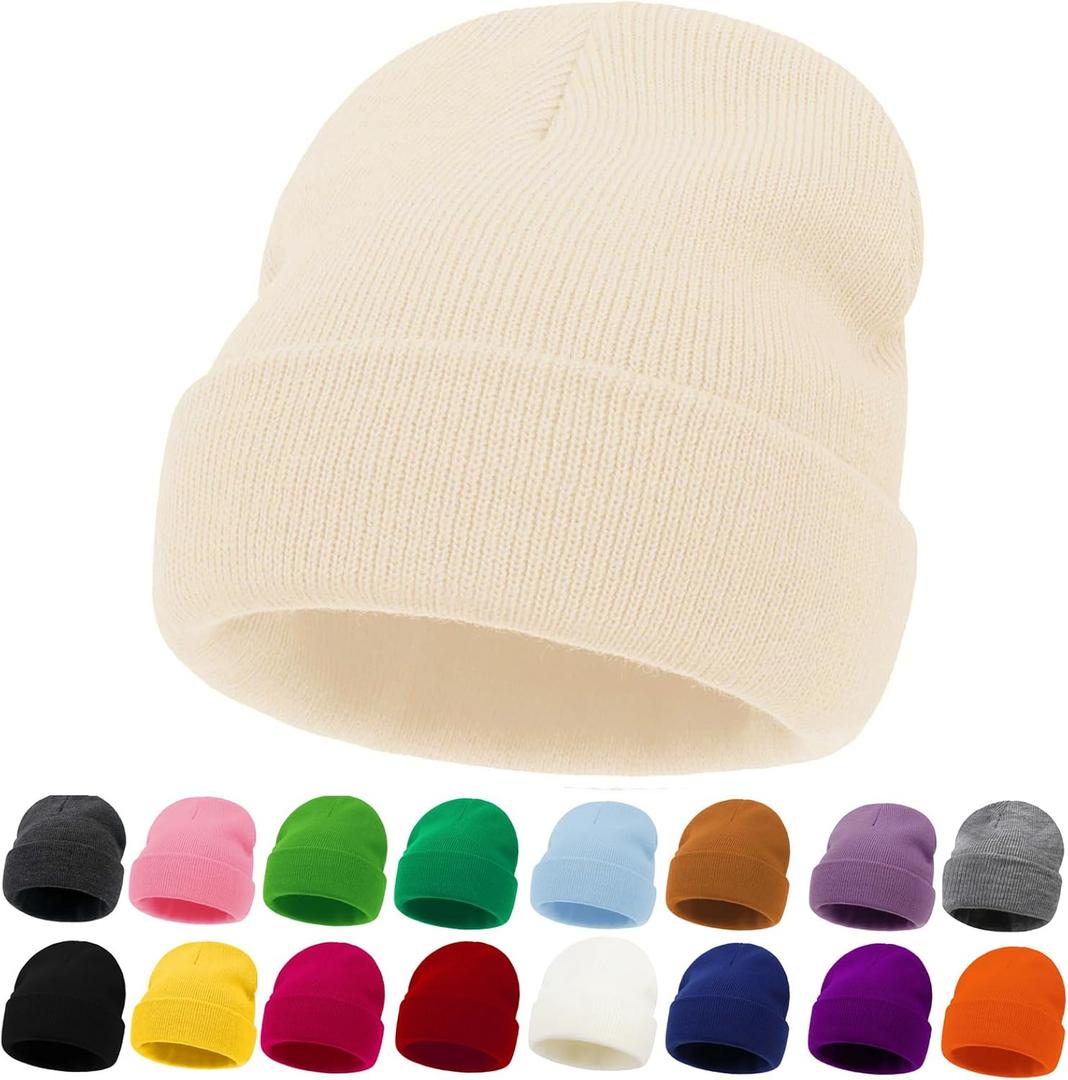 3 x ZOORON Kids Beanie Boys Girls Beanies Children Winter Hats Children Knit Warm Caps Kids Soft Beanie Cap (Beige)