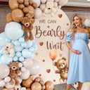 Baby Shower Sign Decorations Decal We Can Bearly Wait Sign for Backdrop Gender Reveal Party Decoration for Balloon Arch Boy or Girl Sticker Baby Bear Welcome Signs for Pregnancy Party Photo Background, Red Brown