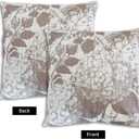 MAMYL Set of 2 Linen Floral Pillow Covers, Hydrangea Pattern Throw Pillow Covers, Boho Vintage Cushion Covers for Sofa, Living Room, Bedroom, Farmhouse Decor (Light Brown, 24''X24'')