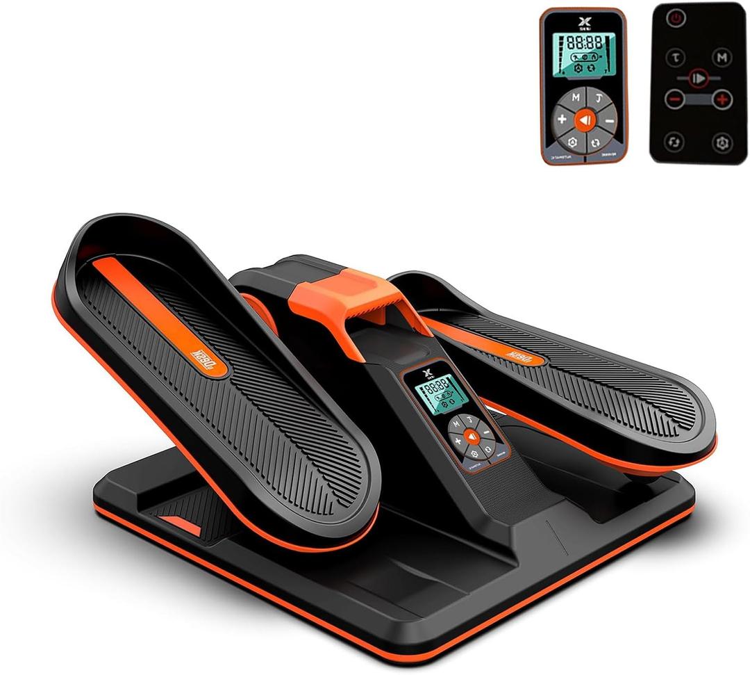 Steppers for Exercise at Home, Stair Stepper with Resistance Bands, Under Desk Elliptical 300 lbs Weight Capacity, Ellipse Leg Exerciser with LCD Monitor