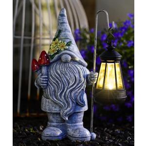 Nacome Solar Gnome Garden Statue for Decor: Outdoor Sculpture with Lantern for Outside Ornament Yard Art Lawn Porch Patio Balcony - Birthday Gifts for Women Mom