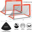 2 Pack 4' x 3' Soccer Goal Net Set, Pop Up Kids Practice Soccer Goals for Indoor and Outdoor.Portable Soccer Net with Carrying Bag & Ground Pegs, Perfect for Backyard, Field, Court