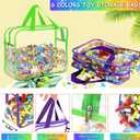 6 Packs Large Toy Storage Bags with Labels, Reusable Clear PVC Board Game Storage, Travel Waterproof Organizer Bags with Zipper for Building Blocks, Puzzle, Kids Books（6 Colors）