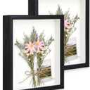 2pcs 6x8 Shadow Box Frame, 3D Picture Frame Display Cas with Real Transparent Glass for Photos, Memorabilia, Crafts, Souvenir, Wedding Memories, Baby Items - Black/ 1.2 Inch Depth