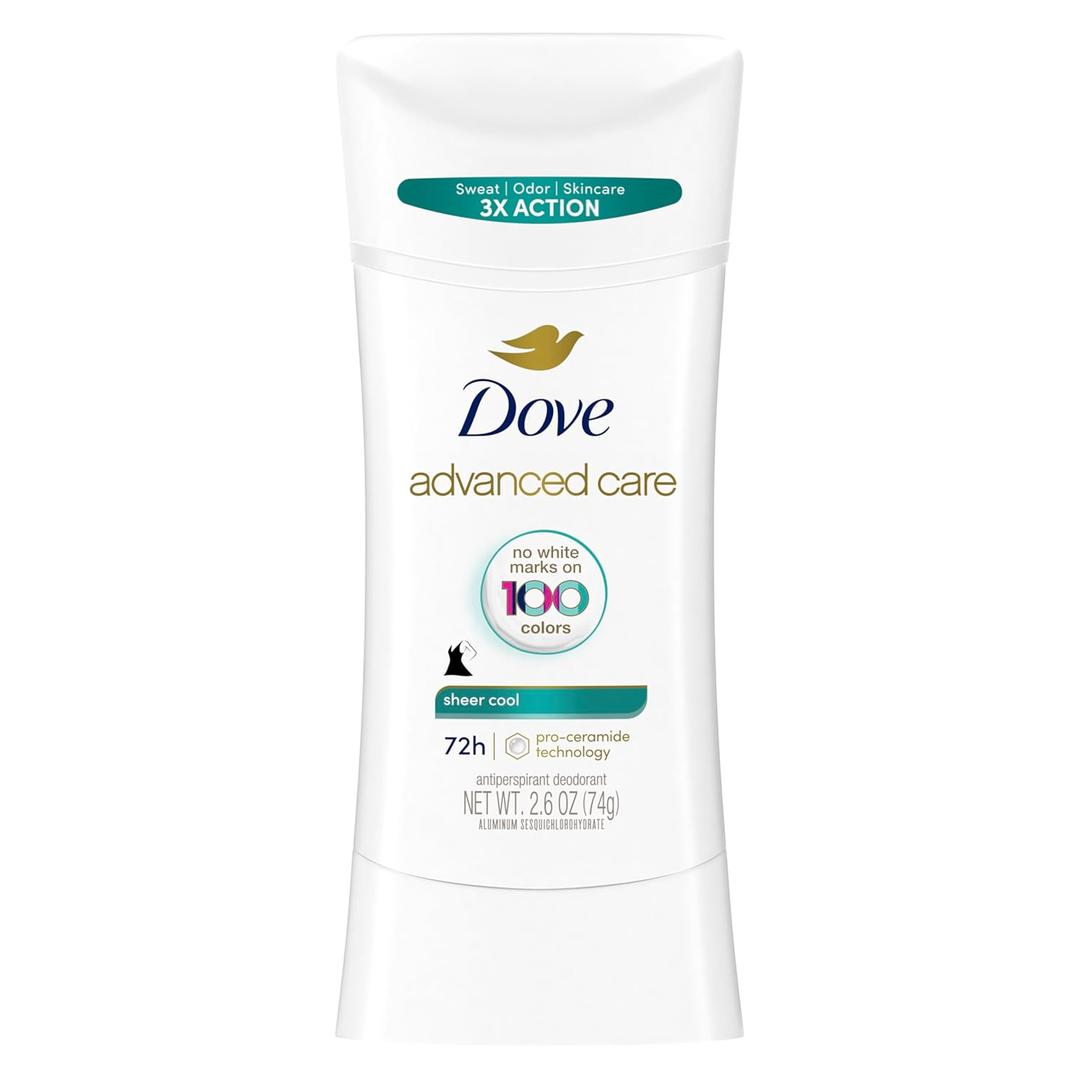 Dove Advanced Care Antiperspirant Deodorant Stick Sheer Cool for Soft, Resilient Skin, with 72-Hour Sweat & Odor Protection, 2.6 oz (2.6 Ounce (Pack of 1)) Dove Advanced Care Antiperspirant Deodorant Stick Sheer Cool for Soft, Resilient Skin, with 72-Hour Sweat & Odor Protection, 2.6 oz (2.6 Ounce (Pack of 1))