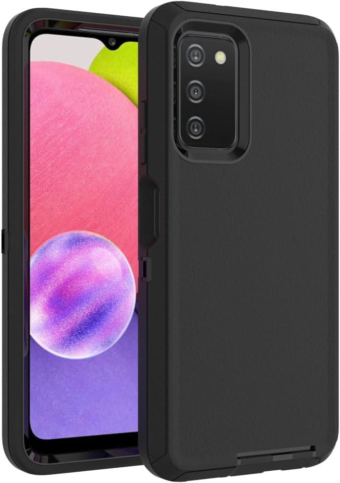 Case for Galaxy A03S, Heavy-Duty Tough Rugged Shockproof Drop Protective Cover Cases for Samsung Galaxy A03S, Black