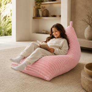 Sea Zaela Daily Leisure Bean Bag Chair Foam Filler Faux Fur Bean Bag Chair for Kids, Standard