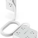 TESSAN Surge Protector Power Strip, 5 Ft Flat Plug Extension Cord with 4 USB (3 USB C) 8 Outlets, 1250W, 900J Protection, 3 Sided Outlet Extender with Power Switch for Office, Dorm Room, Grey