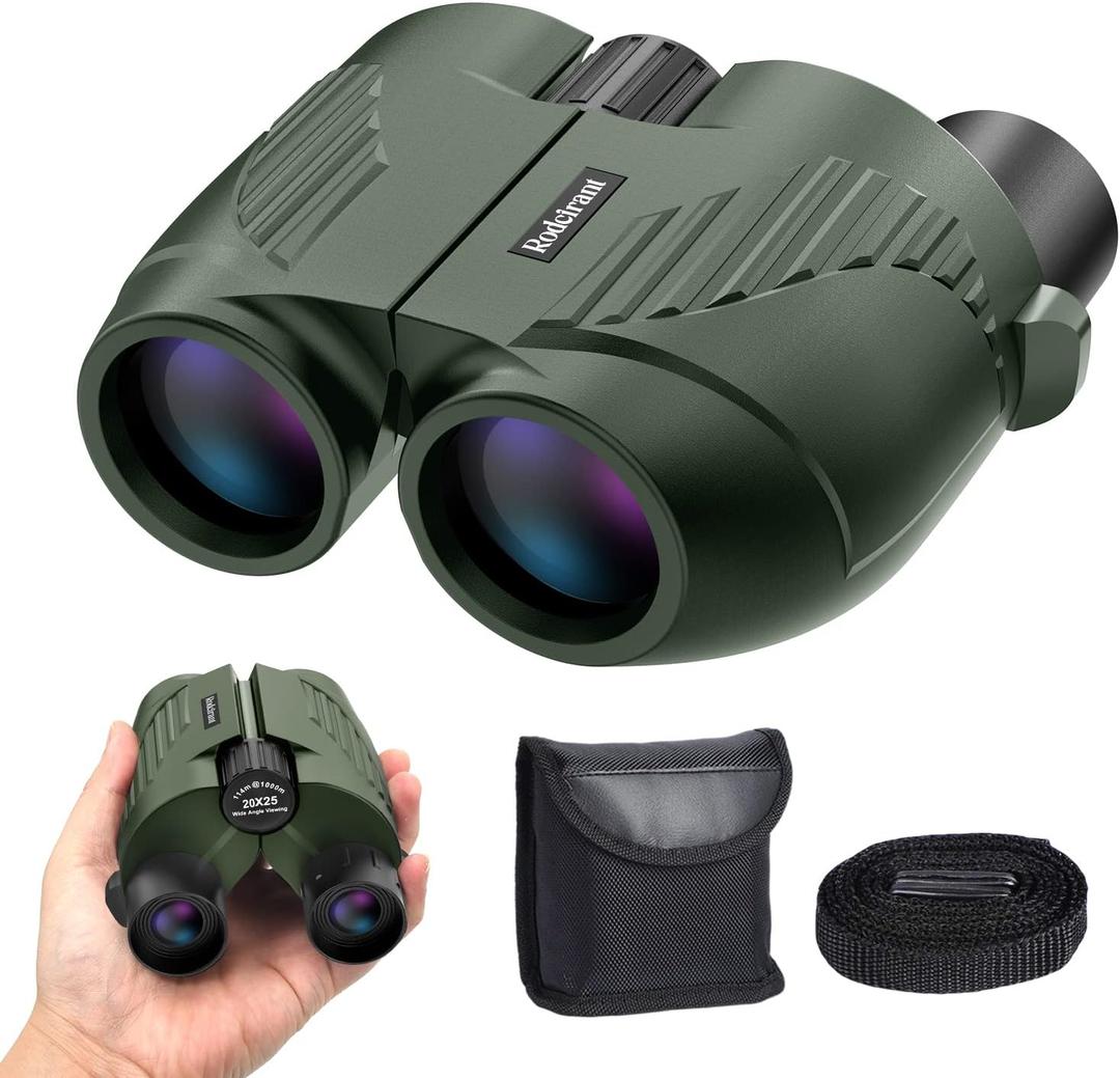 20X25 Compact Binoculars for Adults and Kids,Large Eyepiece Waterproof BinocularEasy Focus Small Binoculars for Bird Watching,Hiking and Concert, Green