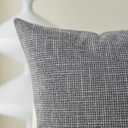 Kevin Textile Pillow Covers Decorative Throw Pillow Covers Linen Square Cushion Case 26" x 26"/66cm x 66cm Dark Grey Farmhouse Pillowcase, 2 Pack
