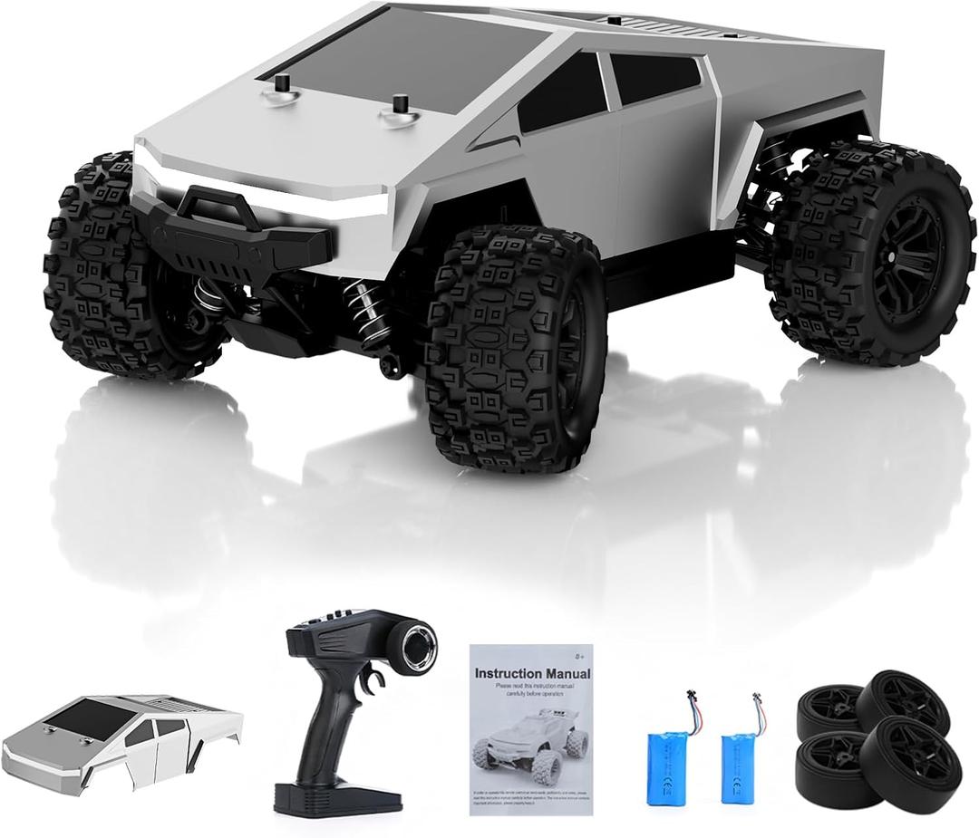 1:18 Fast RC Car 40 KM/H High Speed 4WD Remote Control Monster Truck 4X4 Off Road All Terrain with 2 Batteries/2 PVC Shell Pickup, 2.4GHz Remote Control, Ideal Gifts for Christmas/Happy New Year