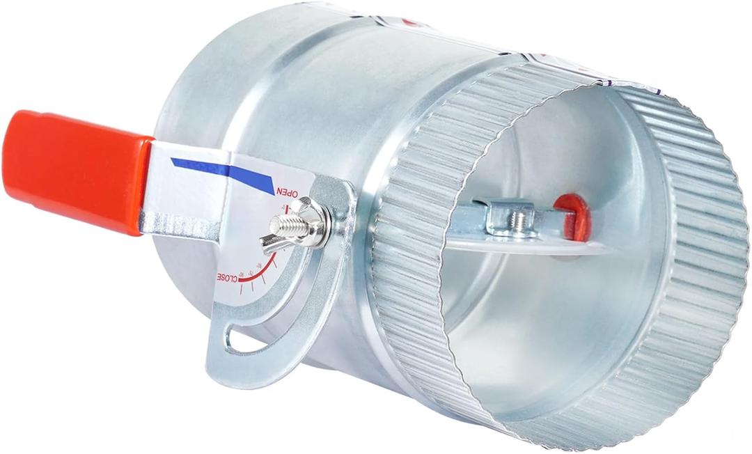 4 Inch HVAC Duct Backdraft Damper, Galvanized Iron Manual Volume Damper with Sleeve, Adjustable Airflow Control for Range Hoods, Fans, Pellet Stove Pipes, Dryer Vents (1 Pc)