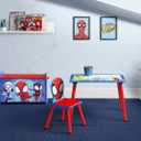 Delta Children Marvel Spidey and His Amazing Friends 3-Piece Toddler Playroom Set Includes Table, Chair and Toy Box, Blue/Red