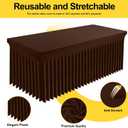 Smiry Spandex Tablecloth 2 Pack, Elastic Fitted Stretch Tablecloth for 8FT Rectangle Tables, Waterproof Washable Table Cover Skirt for Wedding, Banquet & Parties (Coffee, 96Lx30Wx30H Inch)