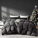 Grey Goose Feather Down Comforter Oversized King, Premium All Season Duvet Insert, 750+ Fill Power 1200TC Cotton Blend Fabric Hotel Style Comforter, 58 Oz Lightweight (116x96, Dark Grey)