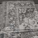 Lessymo Area Rugs 9x12 Living Room- Large Area Rug Machine Washable Area Rug for Bedroom Living Room, Vintage Rugs Boho Floral Medallion, Non-Slip Rubber, Low Pile, Kid & Pet Friendly, Grey White