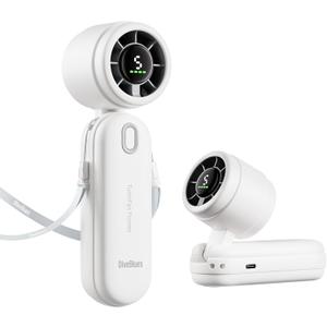 Diveblues iTurbo Portable Handheld Turbo Fan, Mini Foldable Portable Hand Fans, Rechargeable Battery, 5 Gear High Speeds Led Display,12Hrs Cooling Small Fan Travel Essentials Beach Gifts Women (4000mAh, White)