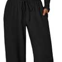 Trendy Queen Women's 2 Piece Matching Lounge Set Long Sleeve Side Ruching Top Wide Leg Drawstring Pants Set with Pockets, Medium