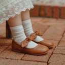 Girls Mary Jane Dress Shoes Ballerina Flats - Toddler/Little Kid Bow Decor for School & Daily Wear Comfortable Slip-On Uniform Shoes for Parties, Weddings & Casual Occasions