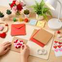 Motipuns 24 Pack Mother's Day DIY Card Making Kit Blank Card Envelopes with 1200 Colorful Pom Poms Balls Heart Decor for Make Your Own Craft Exchange Activity Scrapbook Gift(Pink, Red, White)