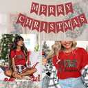 Merry Christmas Tshirts Women Funny Cute Snowflake Letter Print Graphic Print Tee Best Xmas Gifts Holiday Tops (Red, M)