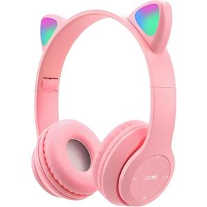 Upgraded Hybrid Active Headphones with Transparent Modes Playtime Wireless Bluetooth with Mic, Deep Bass Soft-Earpads Fast Charging-Pink