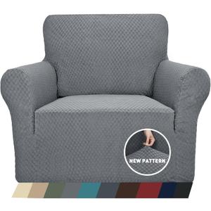 ZNSAYOTX 1 Piece Jacquard Chair Slipcovers for Living Room High Stretch Chair Covers with Arms Anti Slip Pets Friendly Couch Sofa Armchair Cover Furniture Protector (Chair, Light Grey)