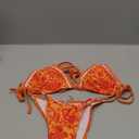 WDIRARA Women's 2 Piece Boho Swimsuits Floral Print Halter String Triangle Bikini Set Beach Bathing Suit (Orange Multicolor), S