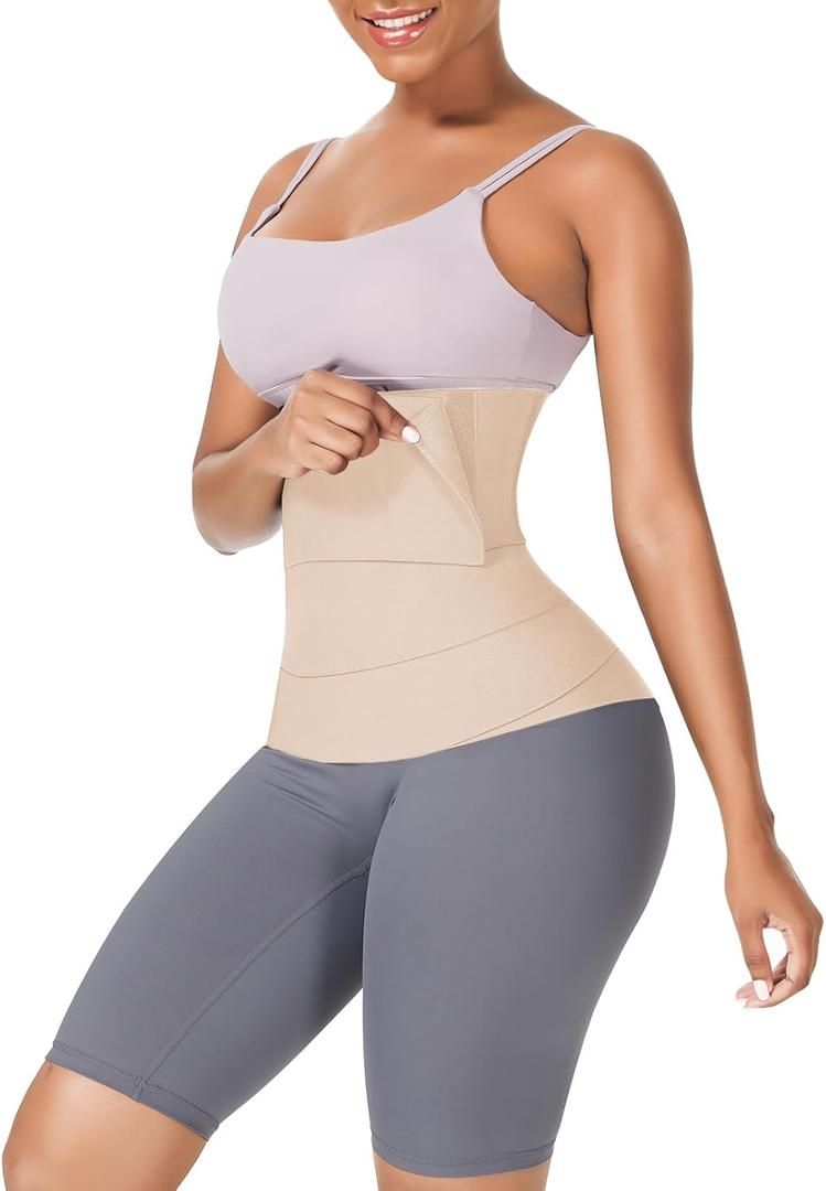 FeelinGirl Waist Trainer for Women Men - Wrap Belt for Stomach Plus Size Tummy (Beige-4meter)