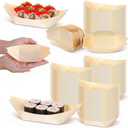 300 Pcs 5.5 x 3.1 Inch Disposable Bamboo Plates Wooden Sushi Boat Serving Tray Appetizer Dishes and Bamboo Bowls for Catering Party Home Use, Small