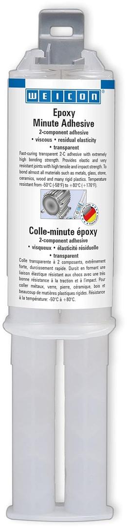 WEICON Epoxy Minute Adhesive 0.8 Oz (24 ml) / Clear General Purpose epoxy/Instant epoxy for Metal, Wood, Stone, Plastic, Glass and Ceramic GRP