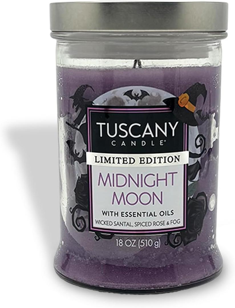 Tuscany Candle Midnight Moon: Wicked Santal & Spiced Rose Scented Halloween Candle, 18 oz