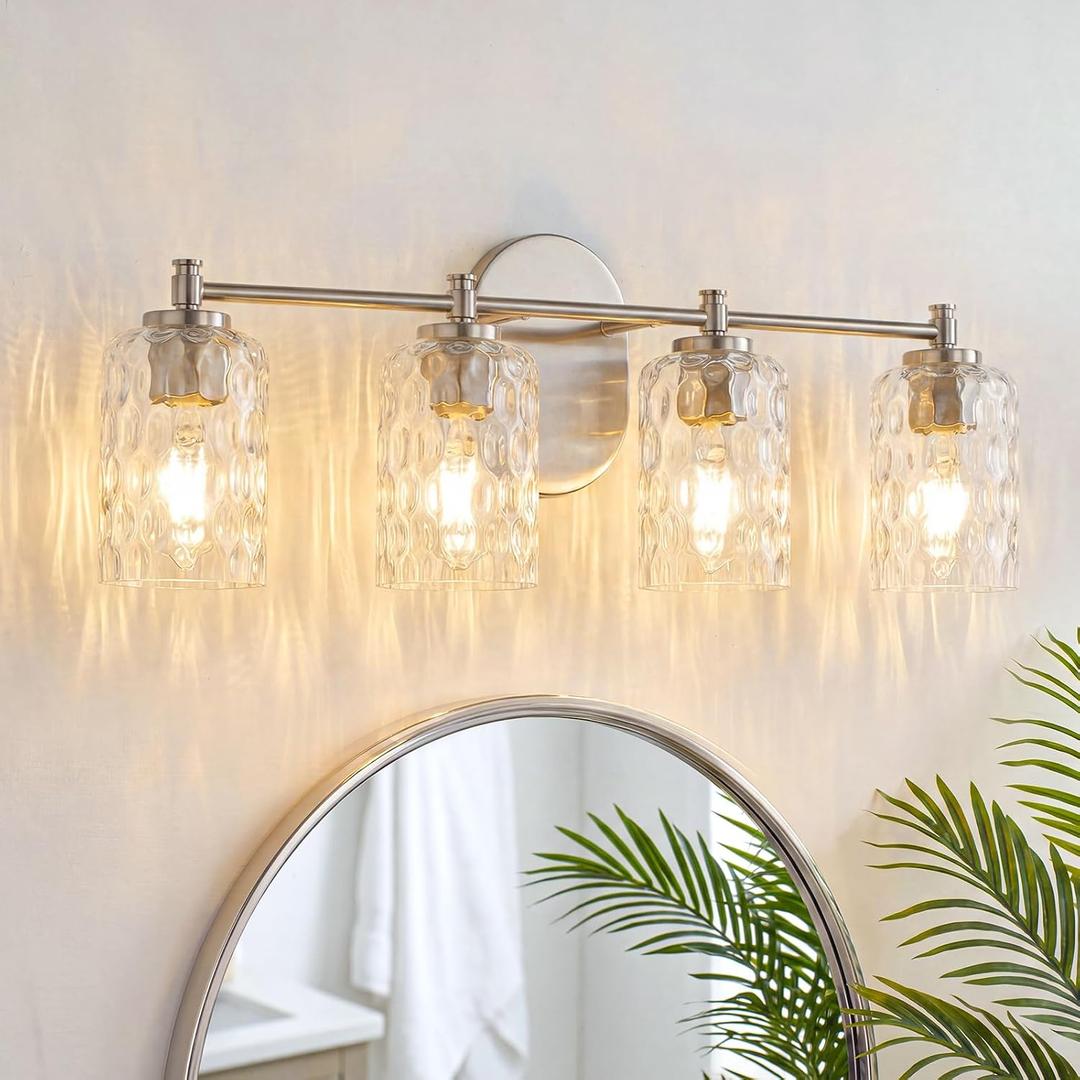 4 Ligh Bathroom Light Fixtures 25" Brushed Nikcel Vanity Lights