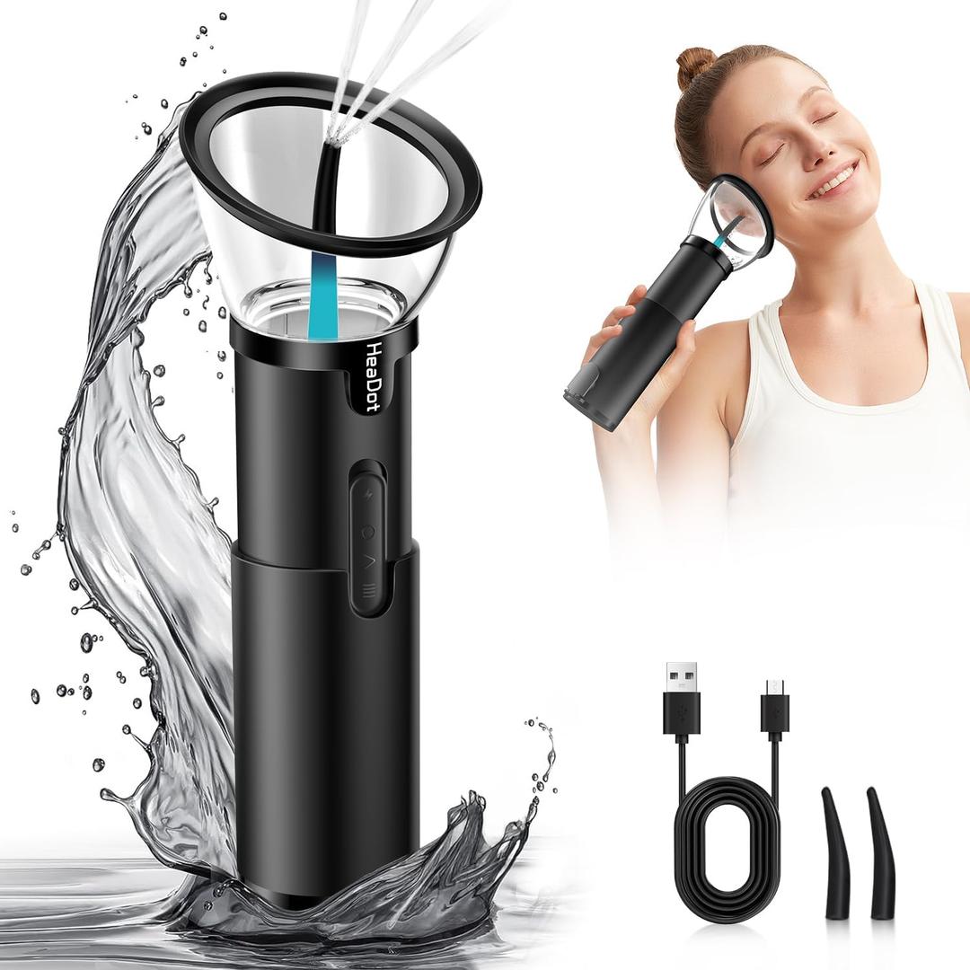 HeaDot Electric Ear Wax Removal, Retractable Water Ear Wax Cleaner, Effective Ear Cleaning Kit, IPX6 Ear Irrigation Flushing System, Ear Washer for Humans with 4 Pressure Modes (Black)