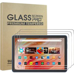 [3-Pack] All-New Kindle Fire HD 10 2023/2021/Fire HD 10 Kids Pro/Fire HD 10 Plus (2023/2021 Release) Screen Protector, HD Anti-Scratch Anti-Fingerprint 9H Hardness Bubble-Free Tempered Glass