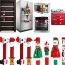 Boao Christmas Refrigerator Door Handle Cover Santa Snowman Kitchen Appliance Handle Covers Decorations for Fridge Microwave Oven Dishwasher Christmas Handle Protector (Elegant Style)