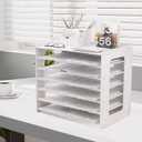A3 Paper Organizer 11x17 Eco-Friendly PVC Desk Storage Rack with 7 Compartments for Office and School Supplies