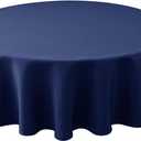 Biscaynebay Textured Fabric Round Tablecloths 60" for Round Tables diameters from 28" to 48", Navy Water Resistant Folding Table Covers Washable for Dining, Kitchen, Wedding, Parties etc