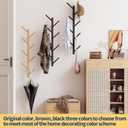 Coat Rack Wall Mount,Bamboo Vertical Hat Rack for Wall,Wall Coat Tree,Coat Hanger,Floating Coat Rack for Hats,Jackets,Bags,Entryway Bedroom (Brown)