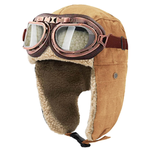 Peicees Vintage Aviator Hat and Goggles Costume Accessories Fur Ear Flaps Trooper Trapper Pilot Cap for Men Women