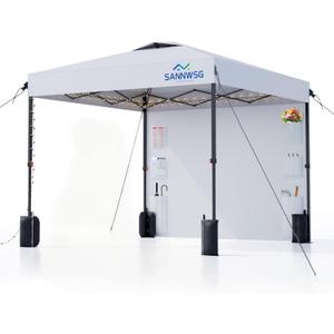 12X12 Pop Up Canopy Tent,Removable Pockets Sidewall for Extra Storage,Easy Up Canopy,Heavy Duty One Person Set Up Event Tent,White