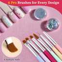 2 x Enhon 2 Pack Nail Polish Holder Stand with 6 Nail Art Brushes, Tilted Fingernail Polish Bottle Holder, Adjustable Angle And Anti-Spill, Fingernail Art Accessories Tools Includes Cross Screwdriver