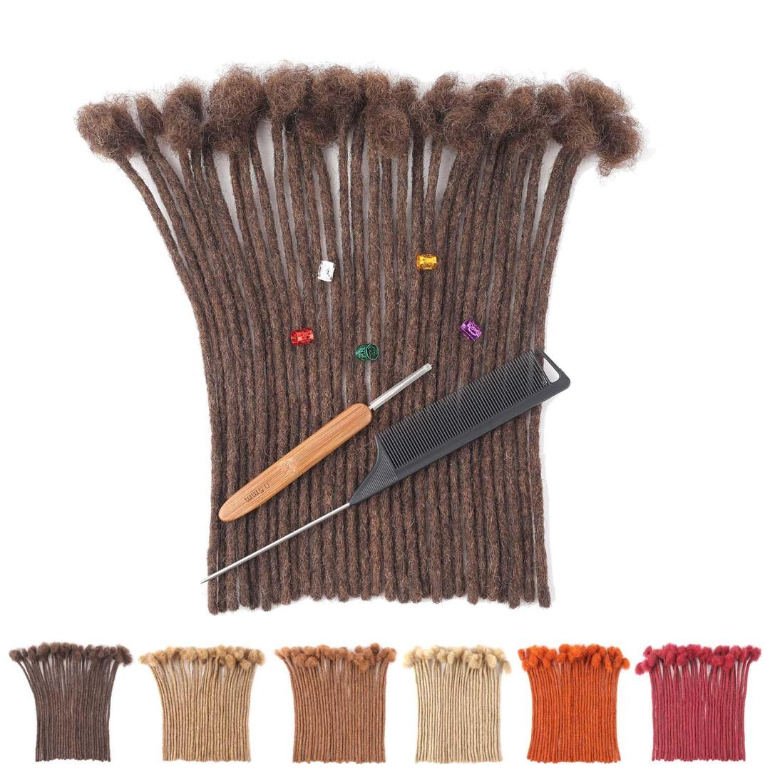 4# Dark Brown Loc Extensions Human Hair Dreads Extensions for Men Women Dreadlock Extensions Real Human Hair Locs Extension Full Handmade Permanent Locs Hair Extensions (0.6cm 4# 12 Inch 30 Strands)