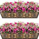 2 Pack 30 Inch Window Boxes Planters Railing Planter Box with Adjustable Brackets & Coco Liners Fabric Plant Grow Bags Deck Railing Planter Boxes Balcony Hanging Flower Box for Outdoor Plants