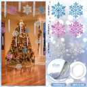 Syhood 28 Pcs Christmas Hanging Ceiling Snowflake Decorations 10000 Strand Tinsel Icicles Ornament Christmas Hanging Snowflakes Ornament for Winter Decor Holiday Wonderland(Blue, Purple, Silver)