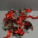 Janinka 8 Pcs Mini Christmas Wreath Small Cabinet Wreaths for Kitchen with Pine Berry Ribbon Bow Mini Christmas Farmhouse Decor for Holiday Xmas Party Porch Wall Window Door 7.87"(Pinecone Style)