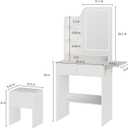 Haewon Small Vanity Desk with Mirror and Lights, Makeup Vanity with Charging Station, Compact Dressing Table Set with Storage Chair, Drawer and Shelves for Bedroom, White