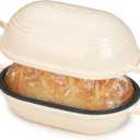 Enameled Cast Iron Dutch Oven for Sourdough Bread Baking,9 x 5-4/5 Inch Oval Cast Iron Bread Pan with Lid,Dutch Oven for Homemade Sourdough Baking,2.8QT Meatloaf Pan,Oven Safe (Beige)