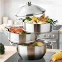 LOLYKITCH 8-Quart/ 30CM Stainless Steel Steamer Pot - 3 Tier Steamer for Cooking Dumplings & Veggies, 12 Inch Large Induction Stock Pot for All Stovetops, Heavy Duty